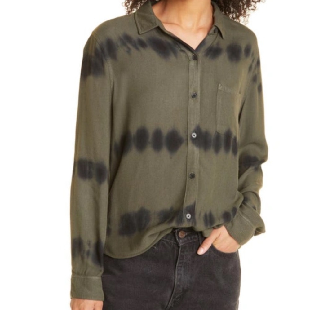 RAILS Women’s Hunter Olive Black Waves Button Up Shirt Size X/S